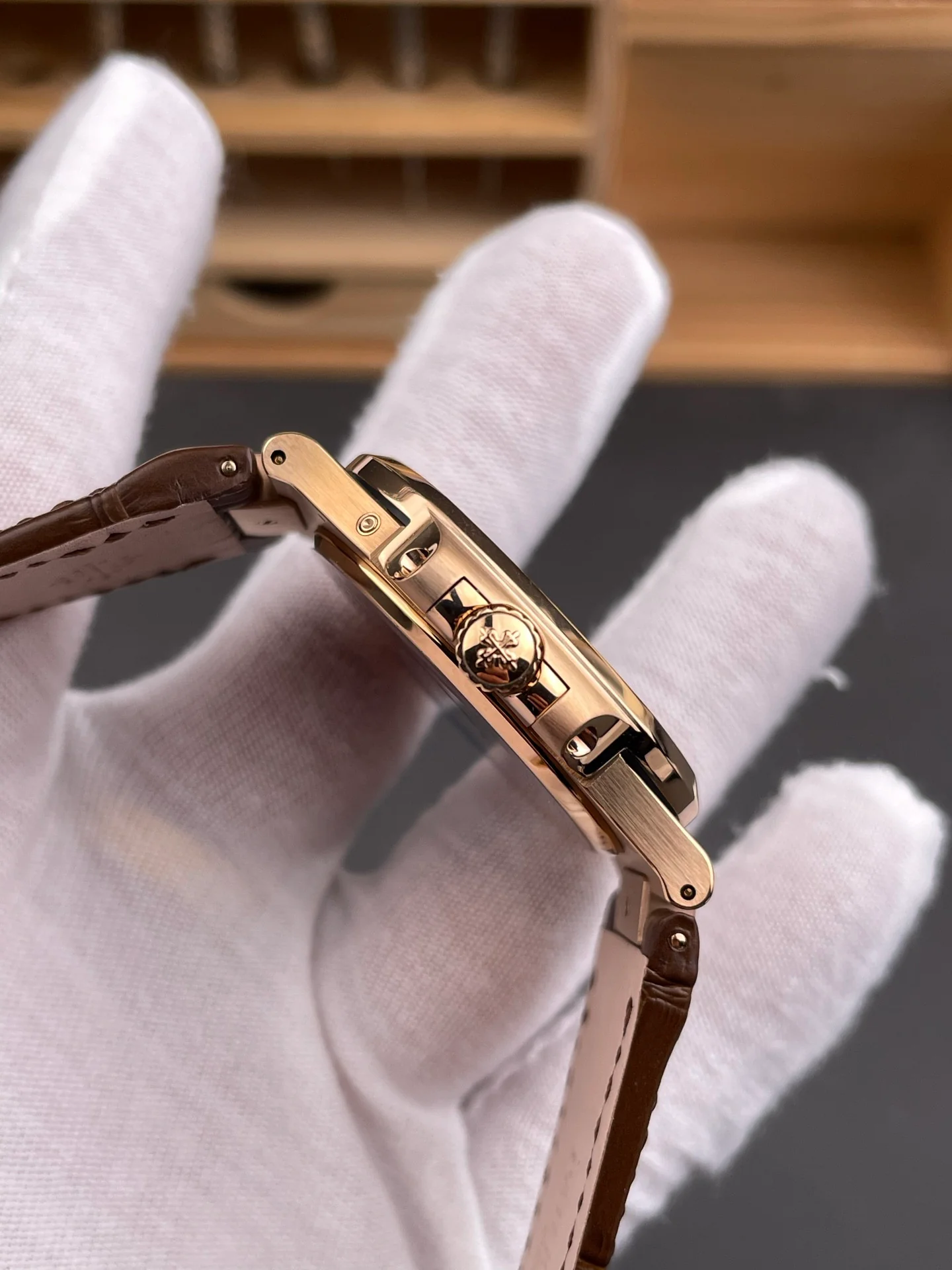 Nautilus 5724 with Baguette Diamond Bezel, Rose Gold Dark Brown Dial