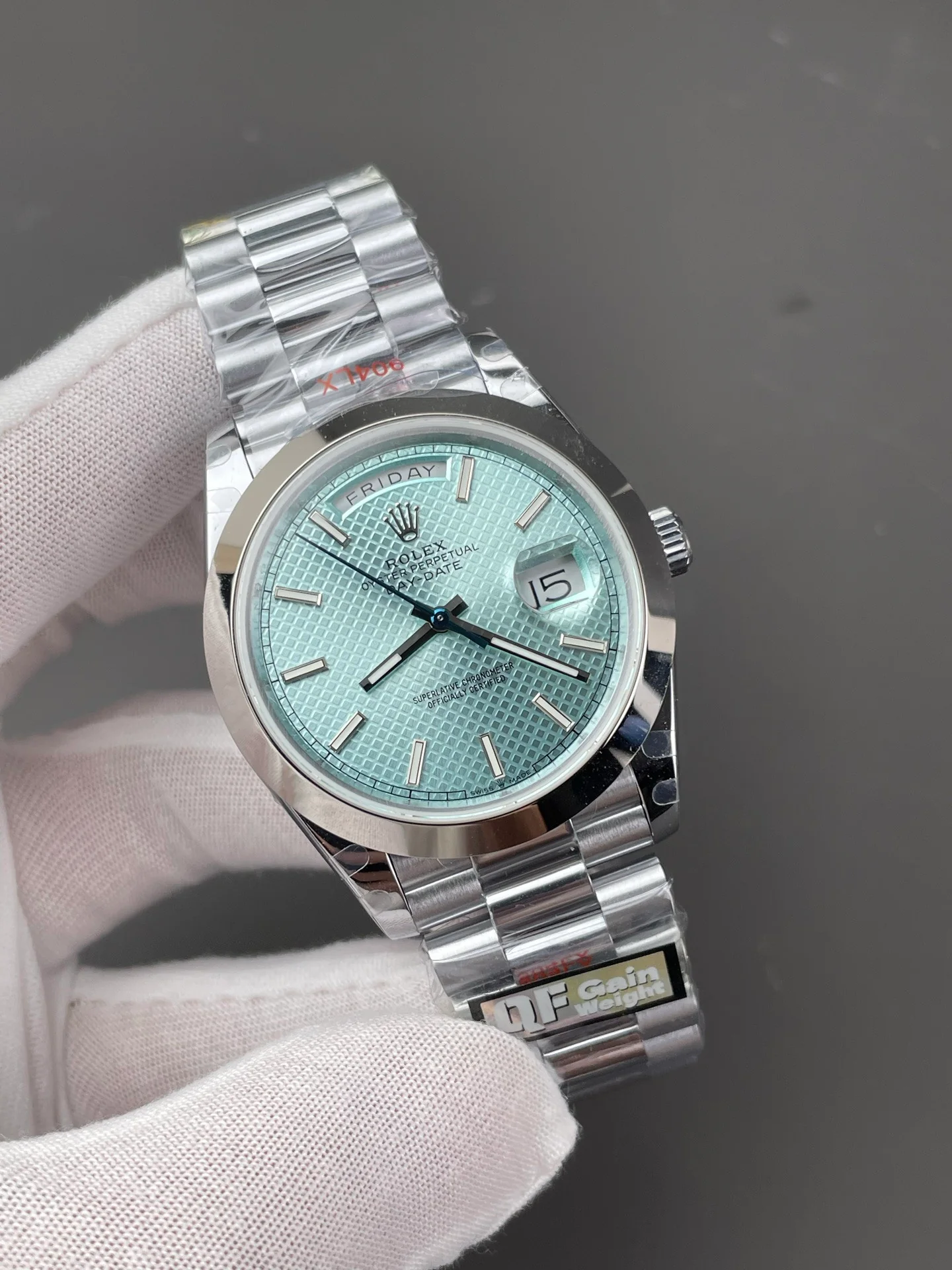 Grid Ice Blue Dial Day-Date