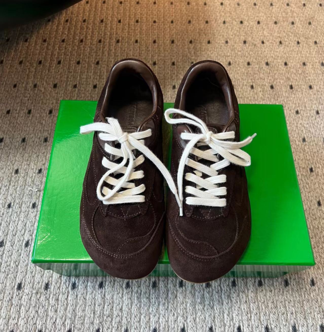 Bottega Veneta Orbit Flash Sneaker Dark Brown Suede