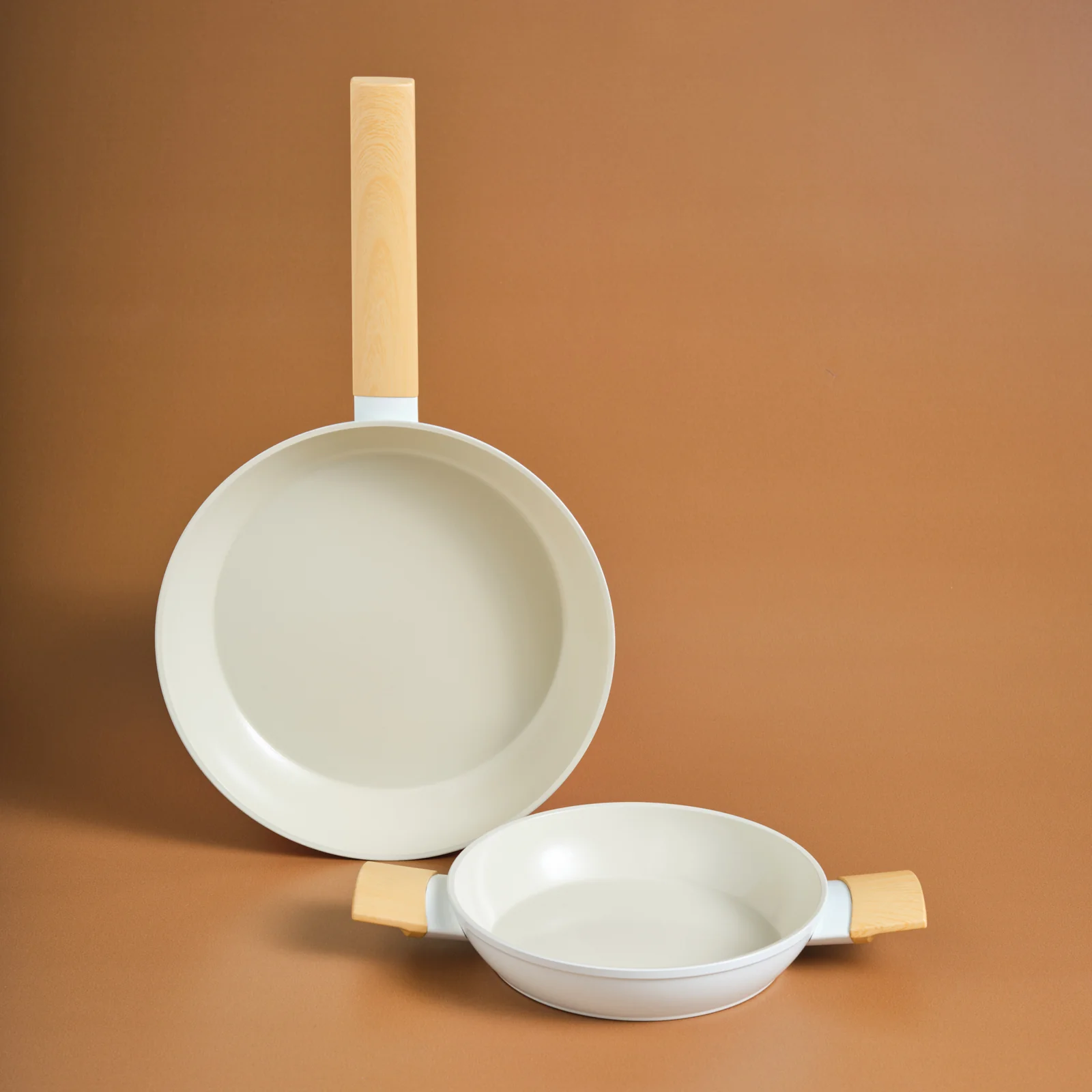 Karaca Swiss Crystal Almond Cream, Set de Poêles, Induction