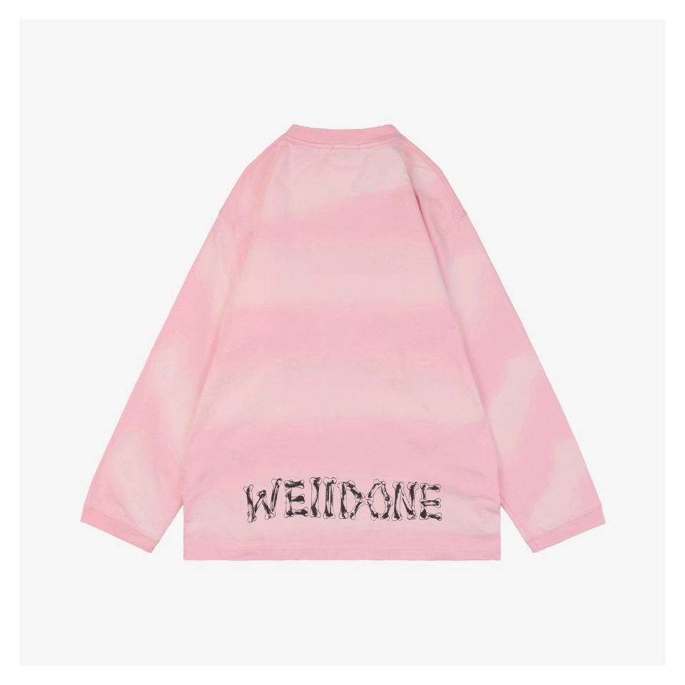 We11done Skeleton Raised Hands Bear Print Shirt Pink