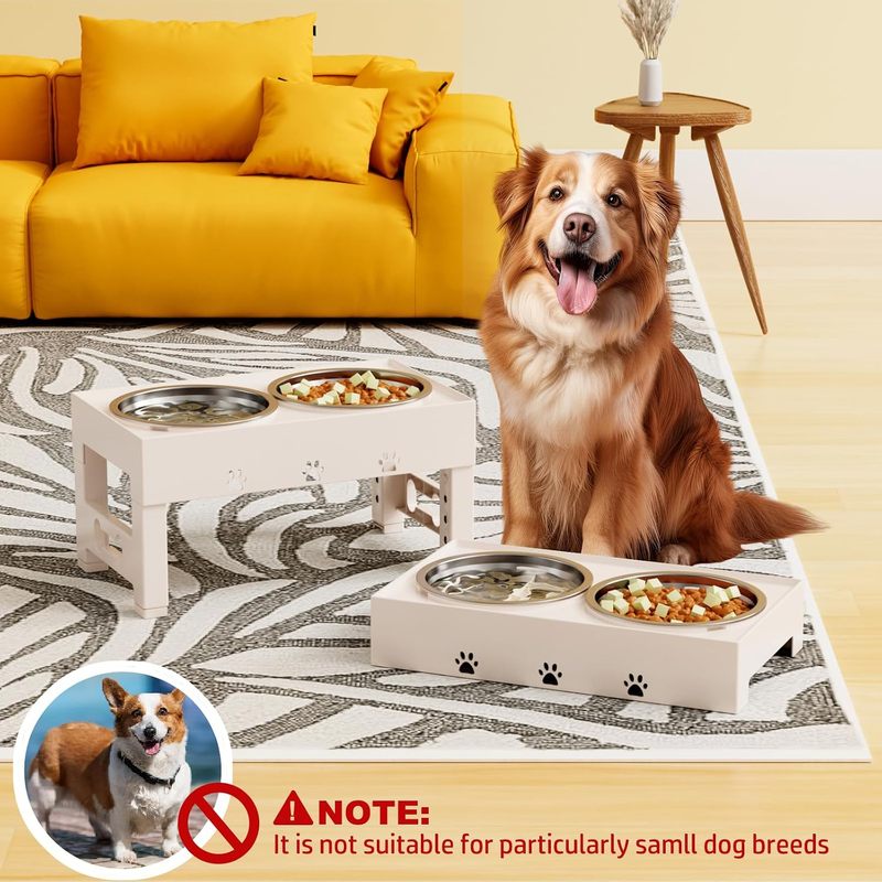 Elevated Dog Bowls with 2 Stainless Steel Bowls