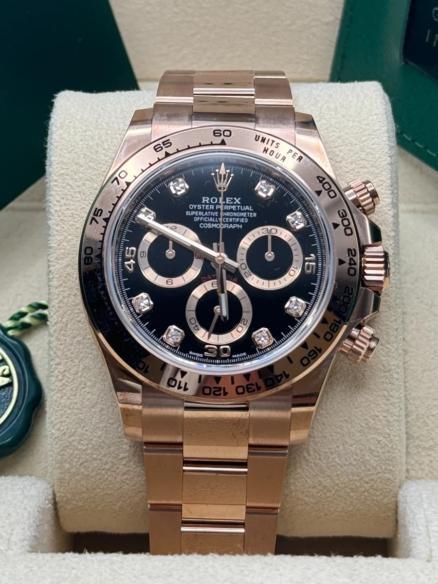 [2026 Mirror Grade]RRolex Daytona Rose Gold / Black / Diamond-Set  m126505-0002
