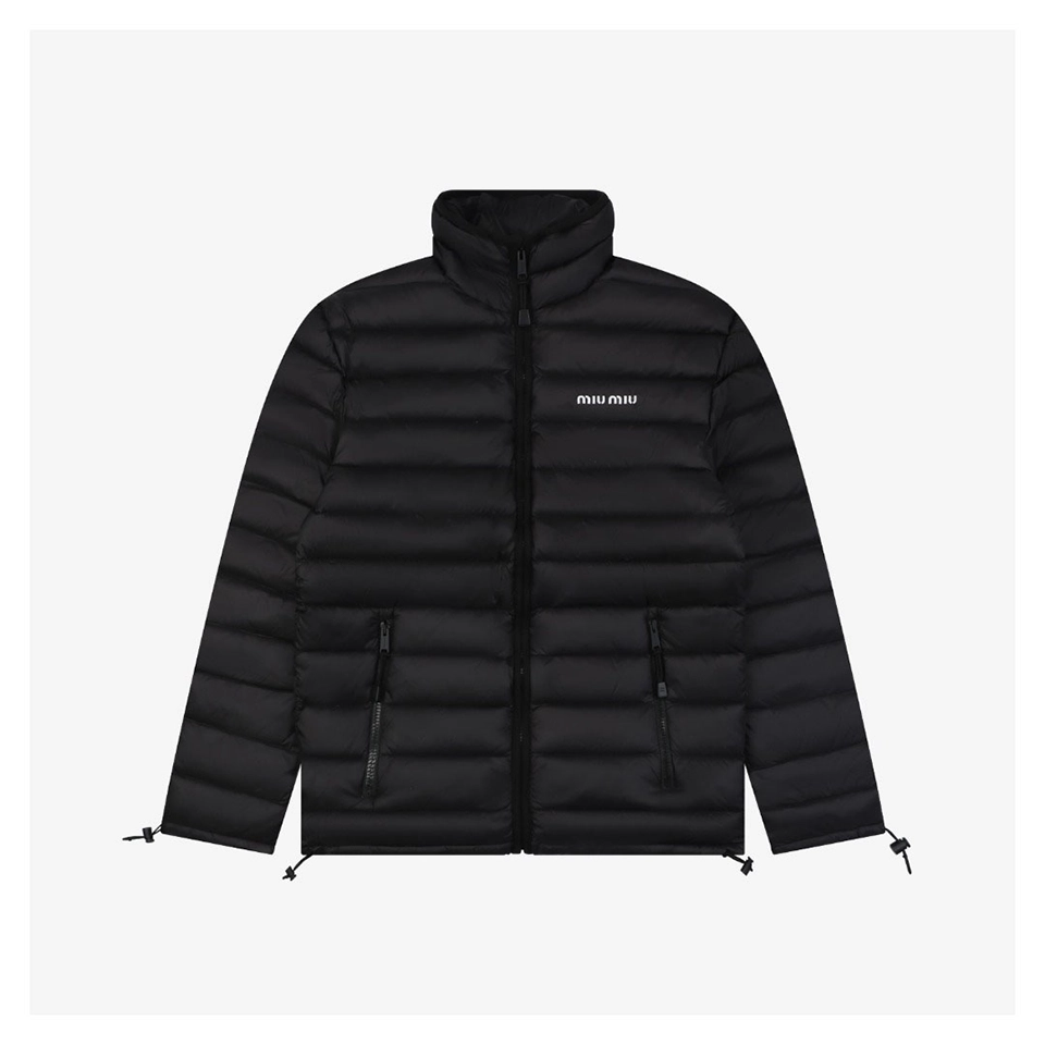 MM Minimal Logo Stand Collar Quilted Down Jacket (Grey/Black)