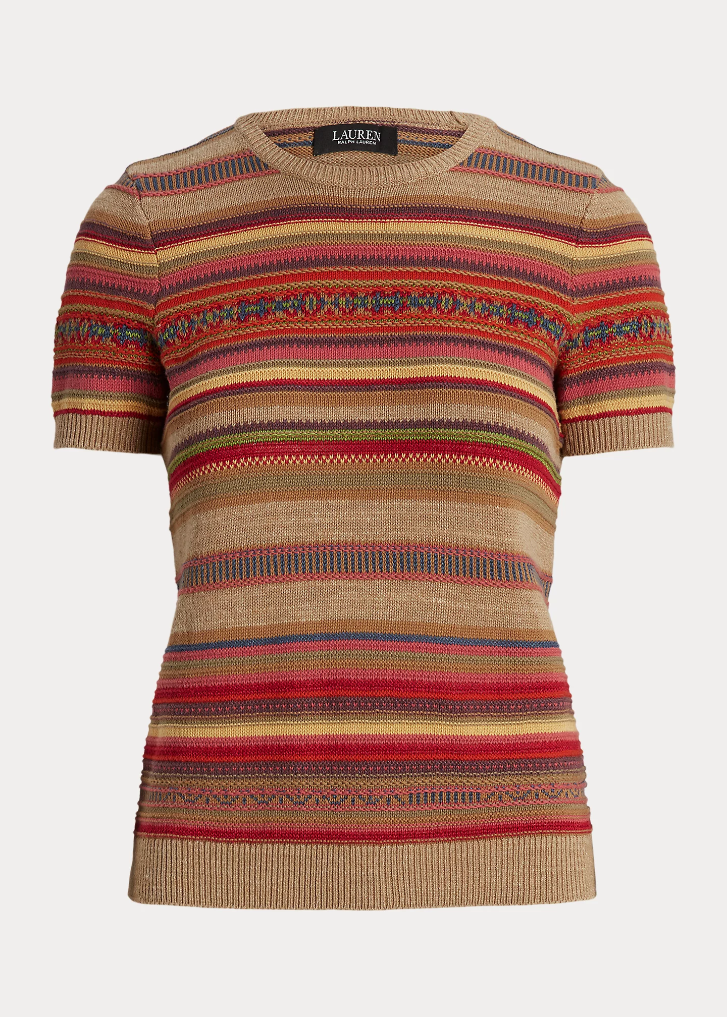 Fair Isle & Striped Short-Sleeve Sweater