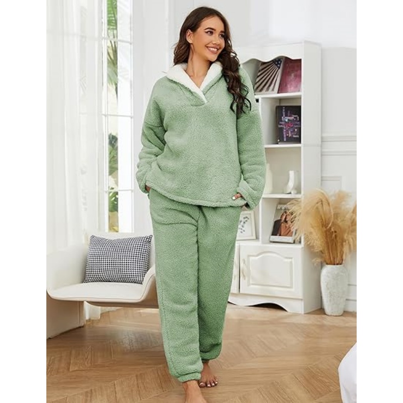 Womens Fluffy Pajamas Set