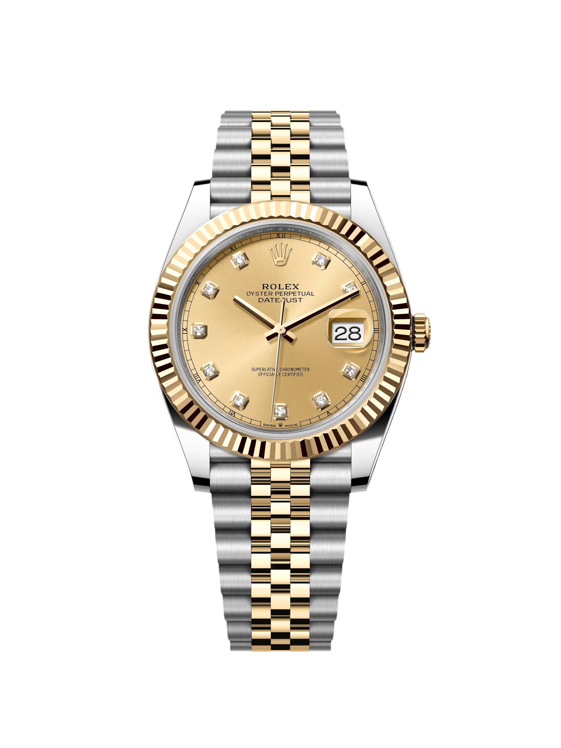 [2026 Mirror Grade]RLX  Datejust 41mm Two-Tone Yellow Gold Fluted Bezel Champagne Diamond Dial Oyster - 126333