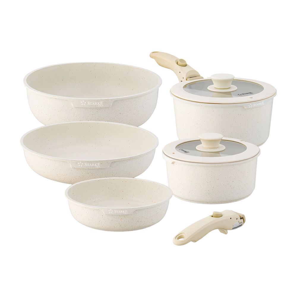 STARKE PROZestaw garnków Starke Pro Compacti Cream, 9 elementów, odpinany uchwyt