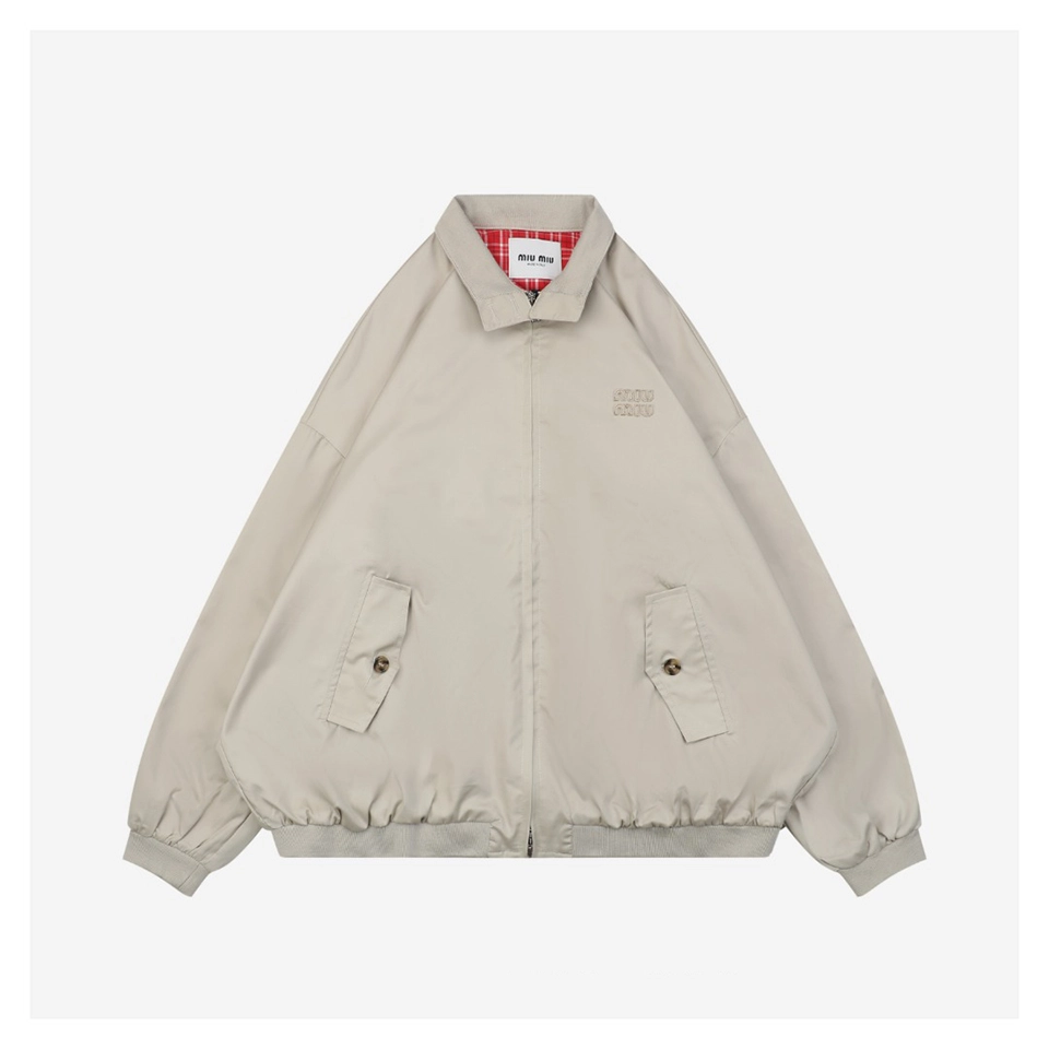 MM Small Logo Check-Lined Harrington Jacket