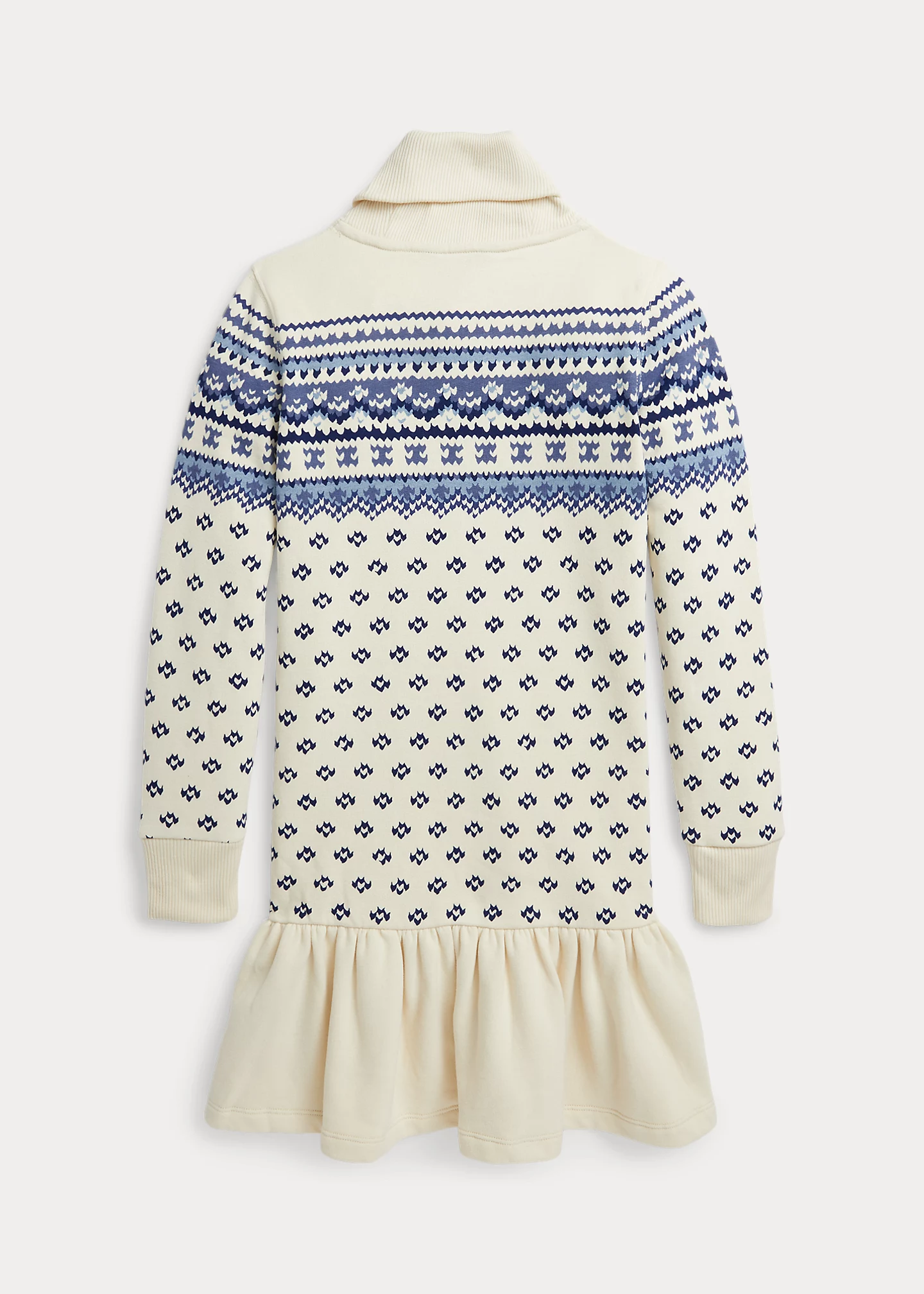 Fair Isle Fleece Shawl-Collar Dress