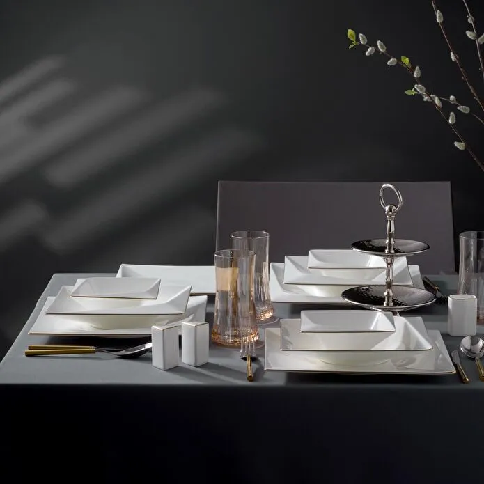 Service de table carré Jumbo Fold Gold 58 pièces pour 12 personnes