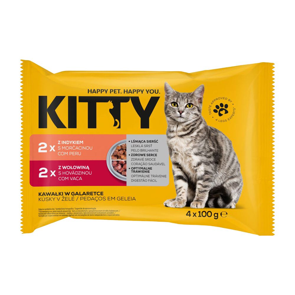 KITTY Mokra karma dla kotów Kitty, saszetki, mix smaków, 72 x 100 g