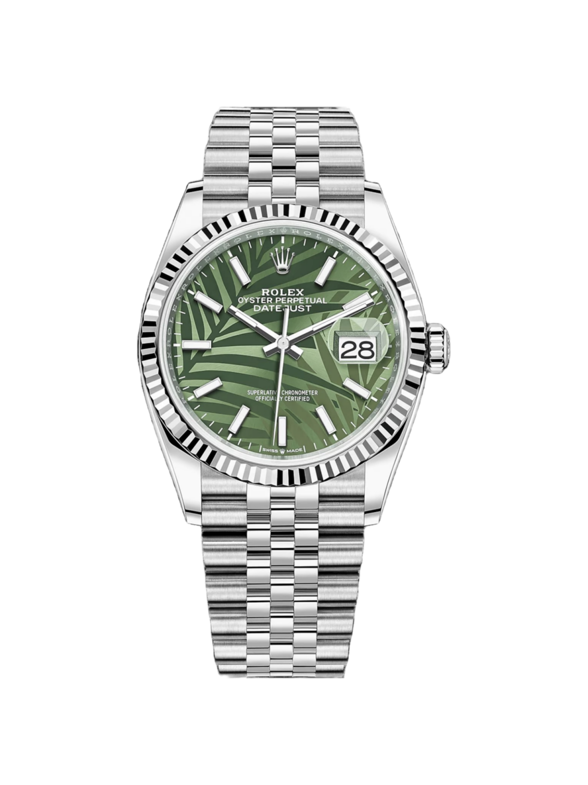 [2026 Mirror Grade]RLX  Datejust 36mm 126234 Olive Green Palm Motif Dial Jubilee Stainless Steel Watch
