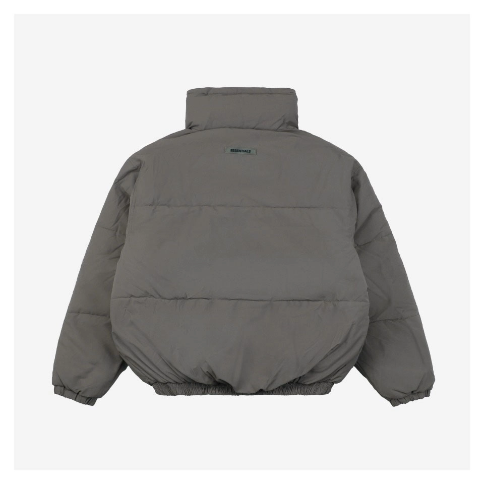 Essentials Double-Stitch Stand Collar Puffer Jacket Grey