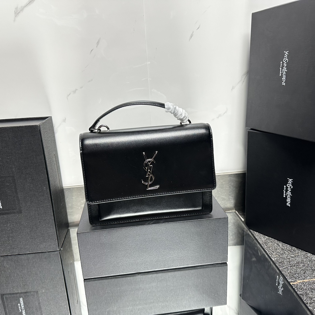 Saint Laurent  YSL Sunset medium leather cross-body bag Black Sliver - Bag