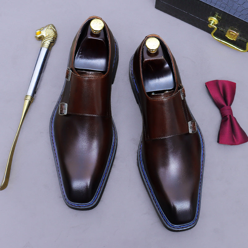 Men’s Buckle-Strap Genuine Leather Dress Shoes 96172