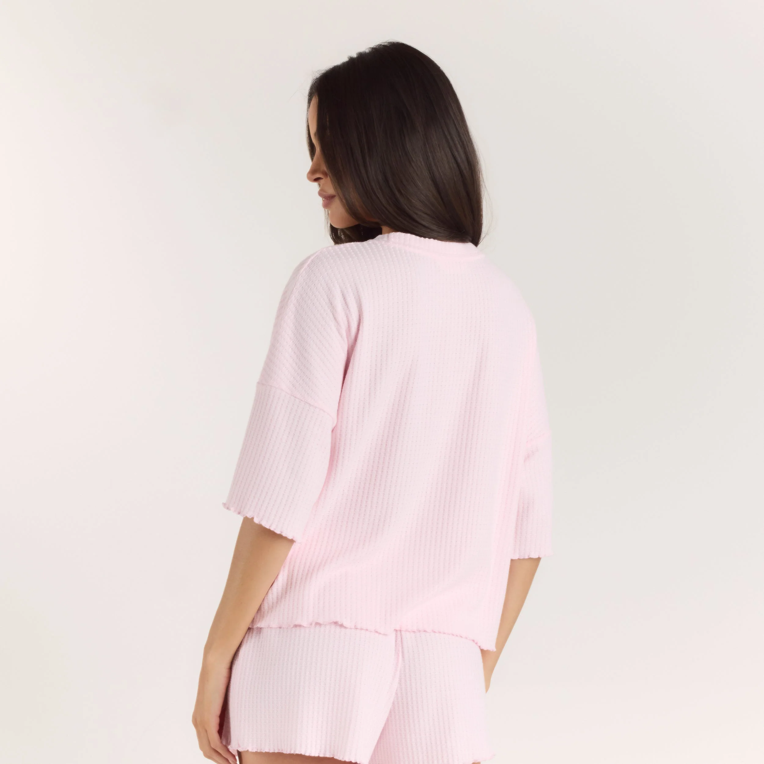 Soft Waffle Pajama Top - Pink