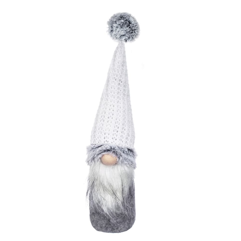 JUMI Skrzat stojący Jumi, w czapce z pomponem, 35 cm, szaro-biały