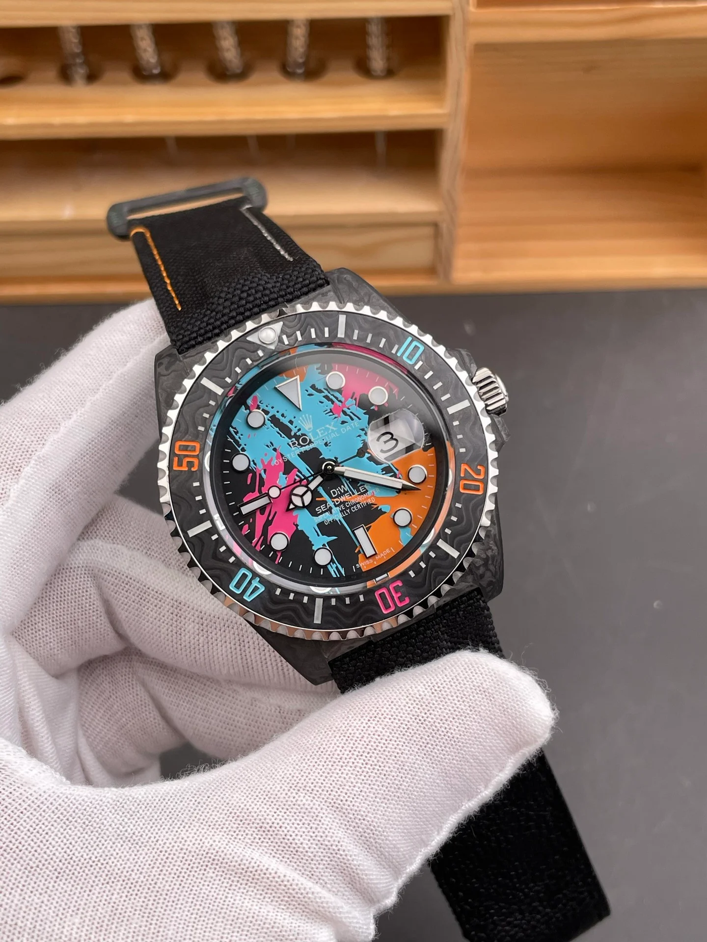 DIW Custom Carbon Fiber Submariner Painted Multi-Color Edition
