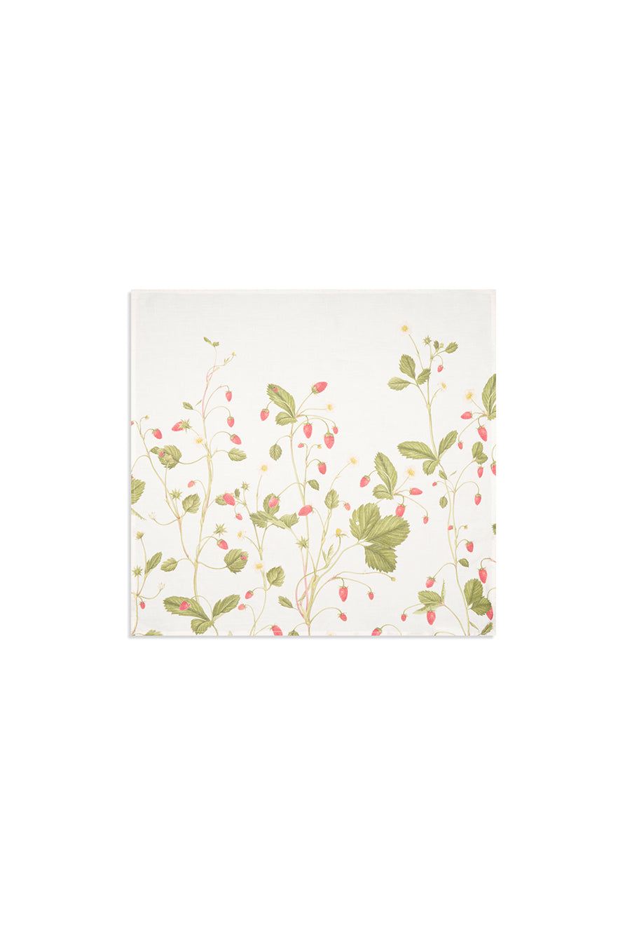 Wild Strawberry Embroidered Linen Napkins – 20″ x 20″ Premium Table Linens