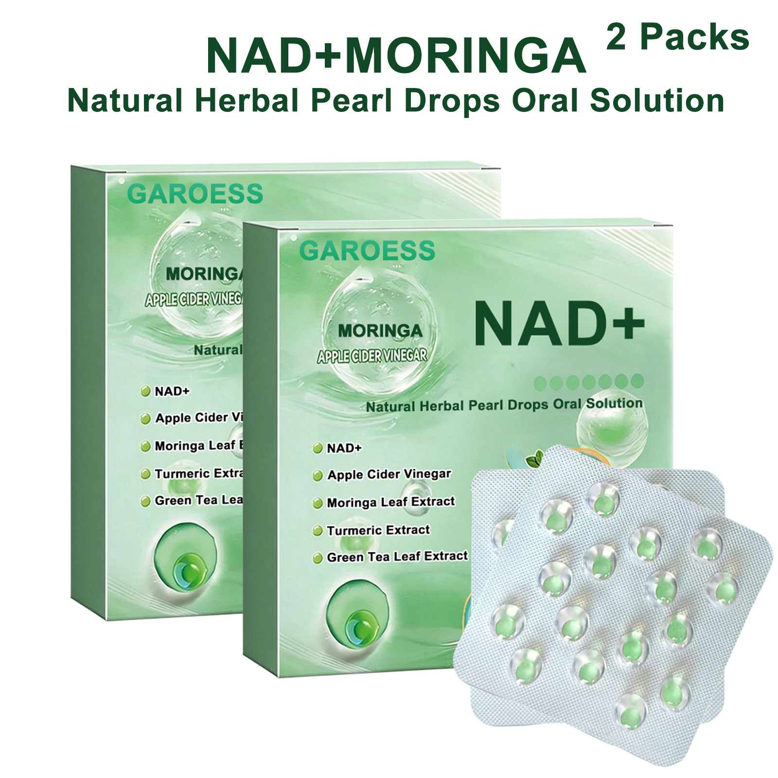 High-Potency Concentrated NAD+ACV Health Oral Liquid Pearl - New edible forms, Easily absorbed,  Rich in NAD, Moringa, Apple Cider Vinegar, Green Tea, and Mint Extract. Compact and Portable for Effortless Daily Nutrition.