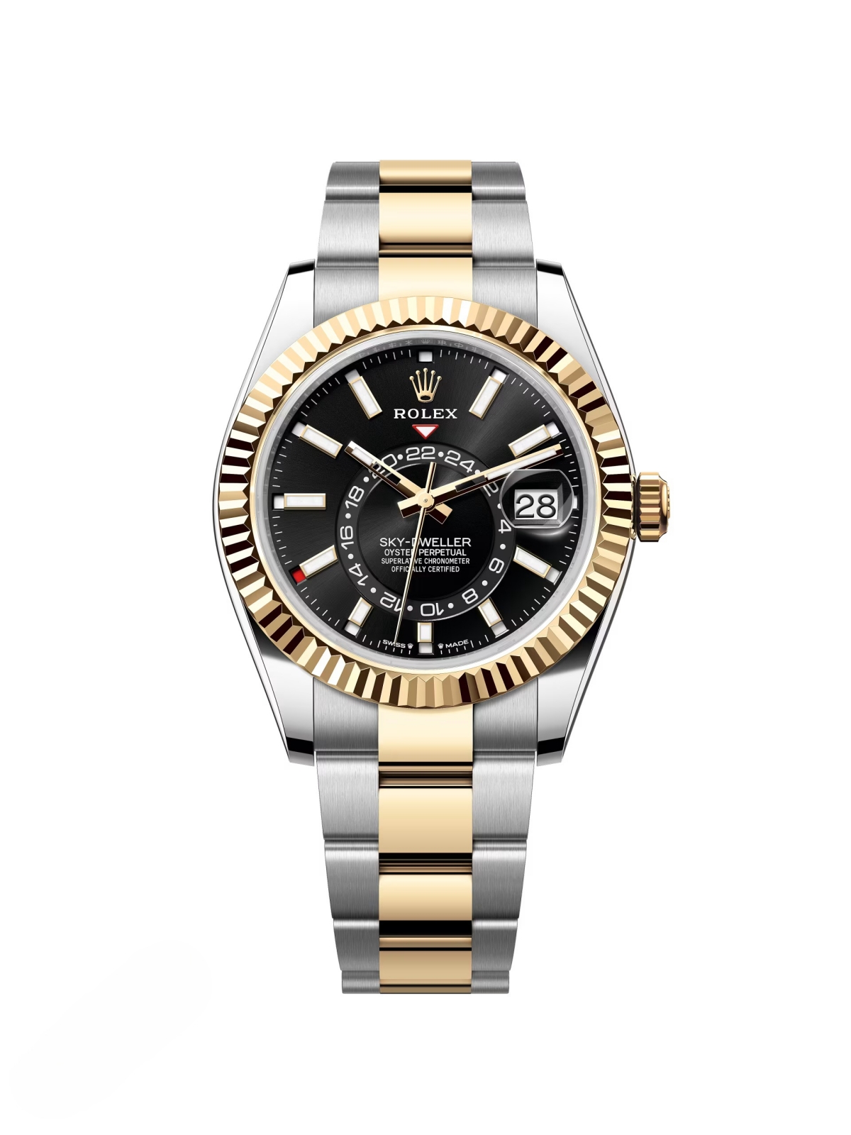 [2026 Mirror Grade]RLX  Sky-Dweller 42mm Two-Tone Yellow Gold Black Dial Oyster - 336933 - New 2025