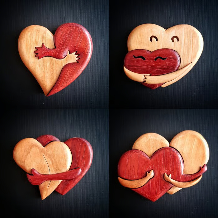 💟A Hug From My Heart For You (Handmade Wood Carvings)