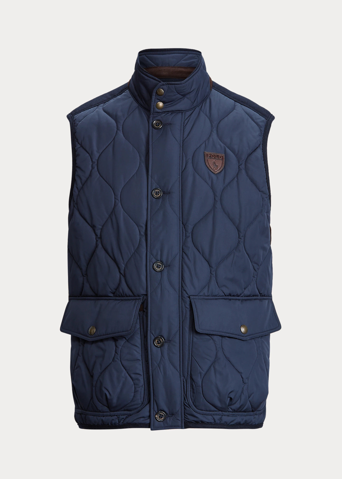 Suede-Trim Quilted Vest