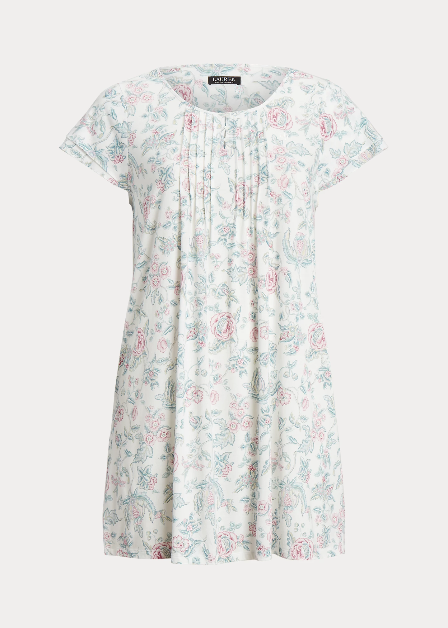 Floral Jersey Flutter-Sleeve Nightgown