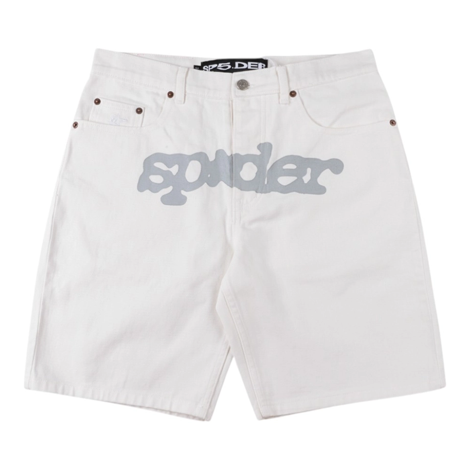 Sp5der 555555 Denim Unisex Casual Shorts (Black/White)