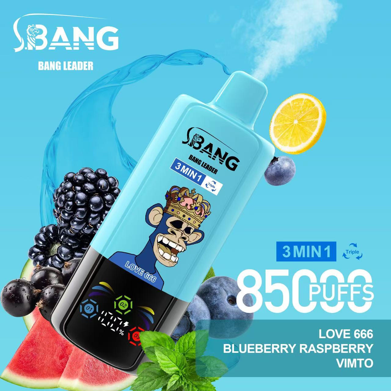 Bang Leader 85K Puffs 3-in-1 Prefilled Vape | 3 Adjustable Flavors, Rechargeable