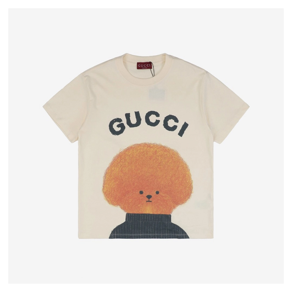 G Afro Dog Graphic Print T-Shirt (Black/Beige)