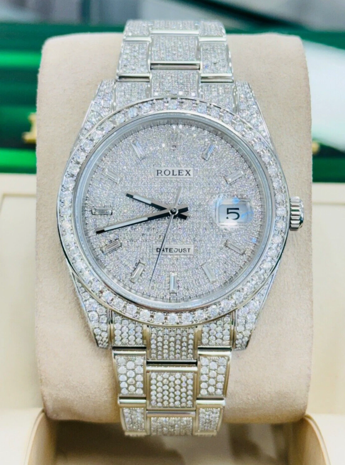 [2026 Mirror Grade]Rolex Datejust 41 126300 Fully Custom Diamond Pave Rectangular Dial