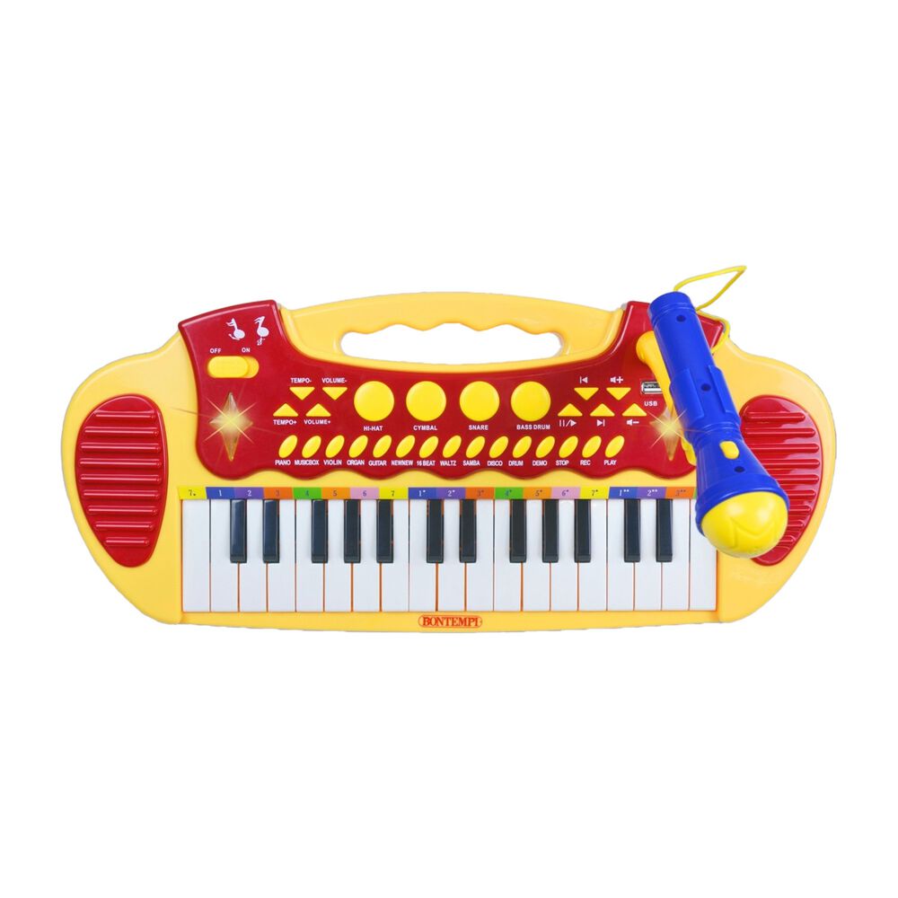 BONTEMPI Keyboard elektroniczny Bontempi, z mikrofonem i stołkiem, żółty