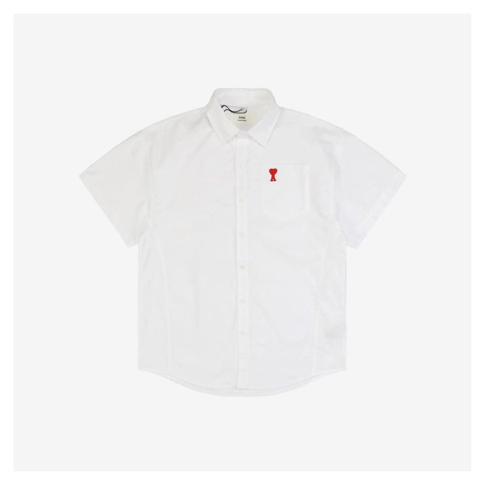 Ami Pocket Heart Embroidery T-Shirt (Blue/White)