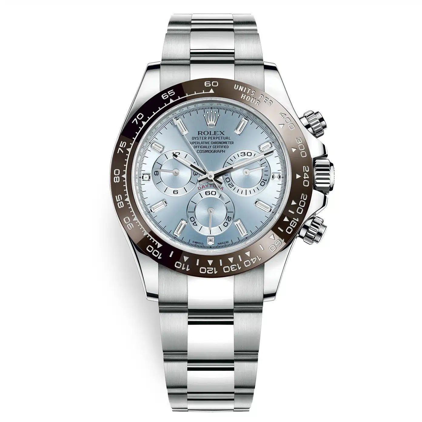 [2026 Mirror Grade]Rolex Daytona 40mm Platinum Ice Blue Diamond Baguette Dial  m116506