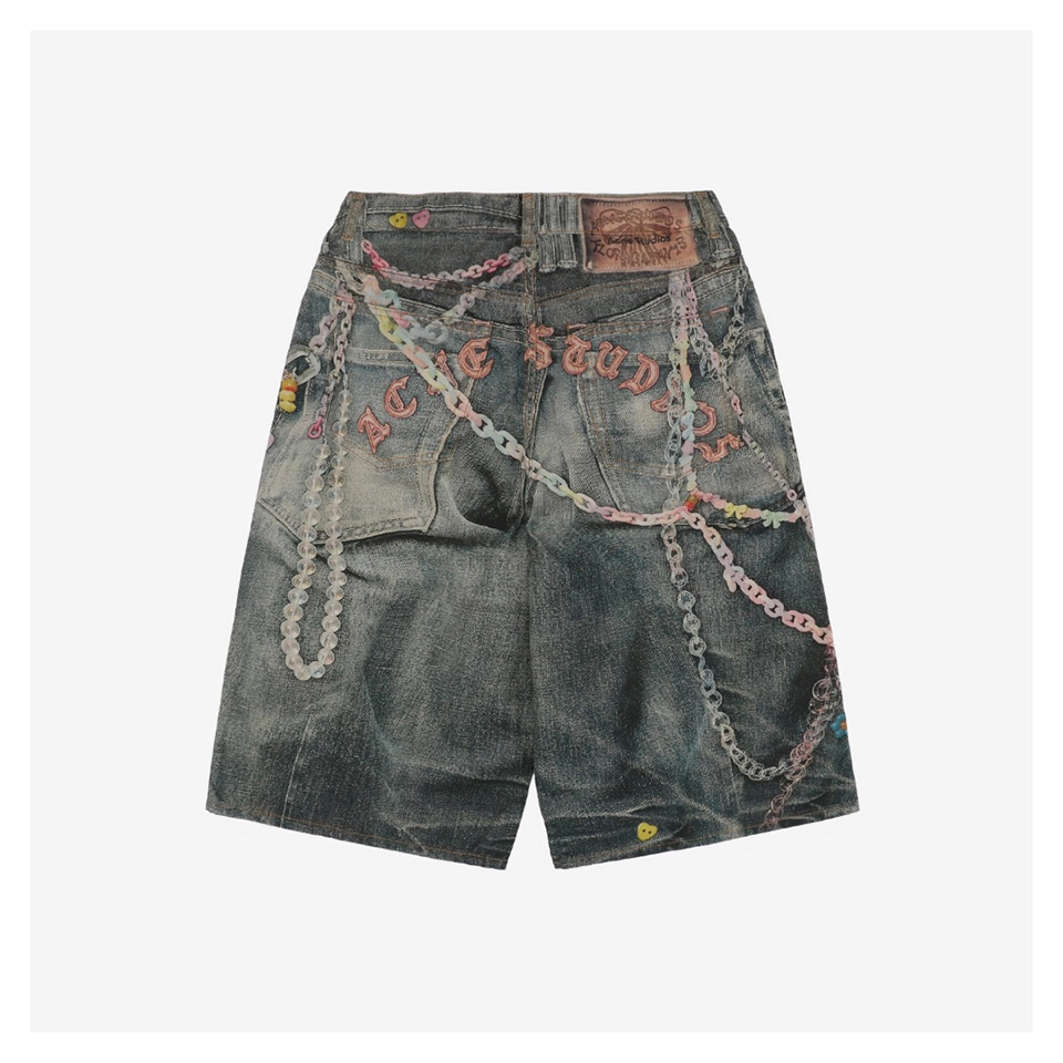 Acne Studios Candy Chain Cropped Denim Shorts