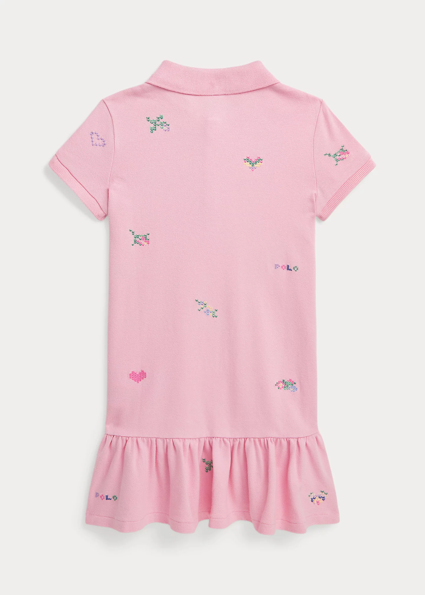 Embroidered Stretch Mesh Polo Dress