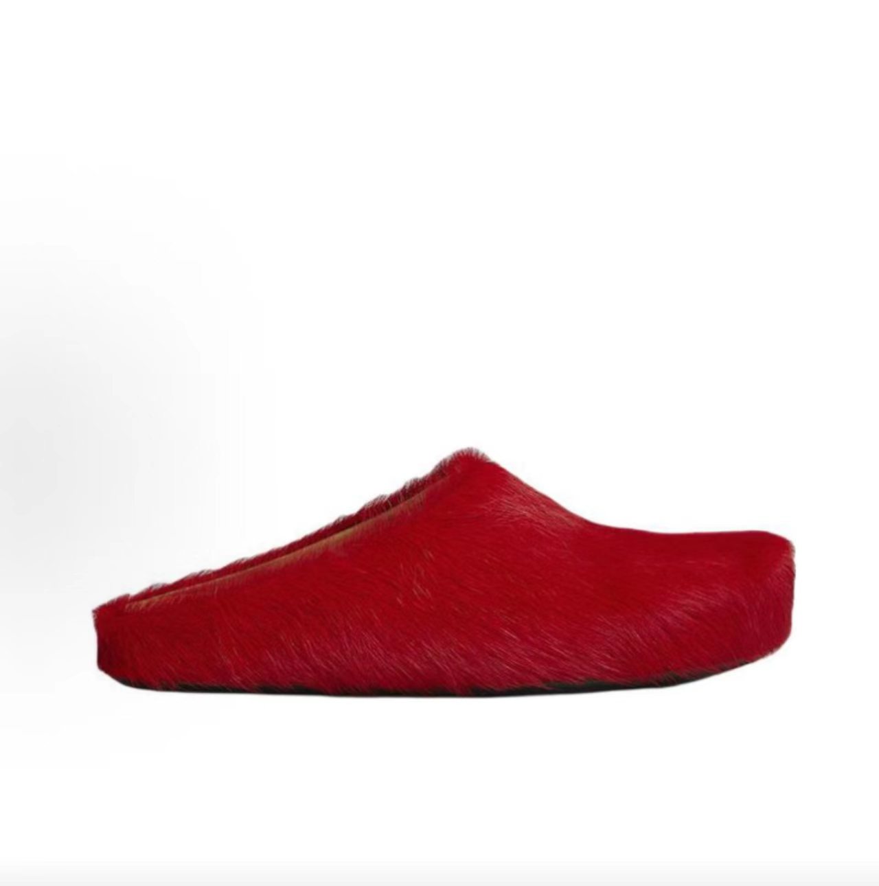 Marni Fussbett Red Haircalf Mule