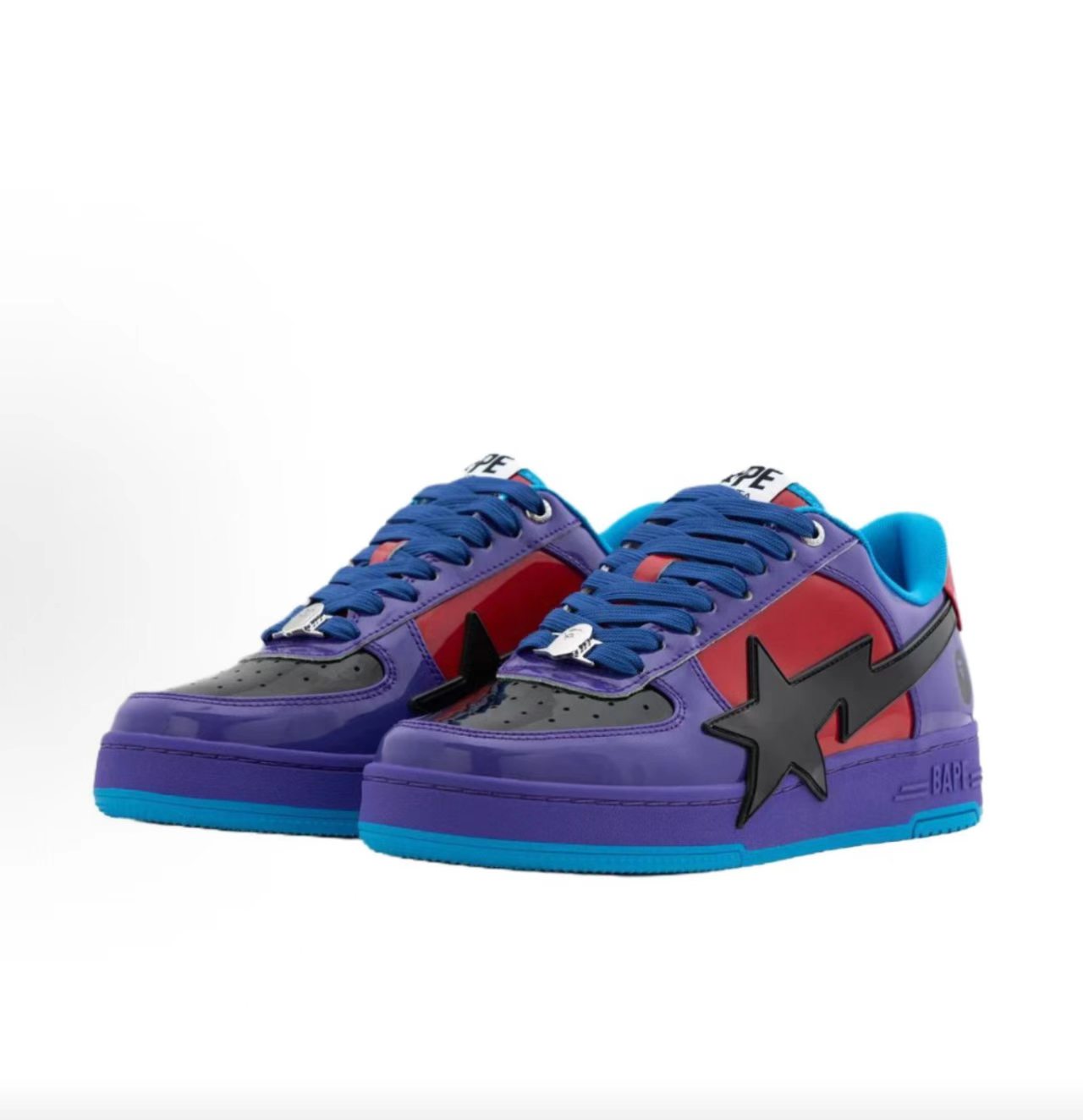 A Bathing Ape Bape Sta Low Purple Red Black Patent Leather