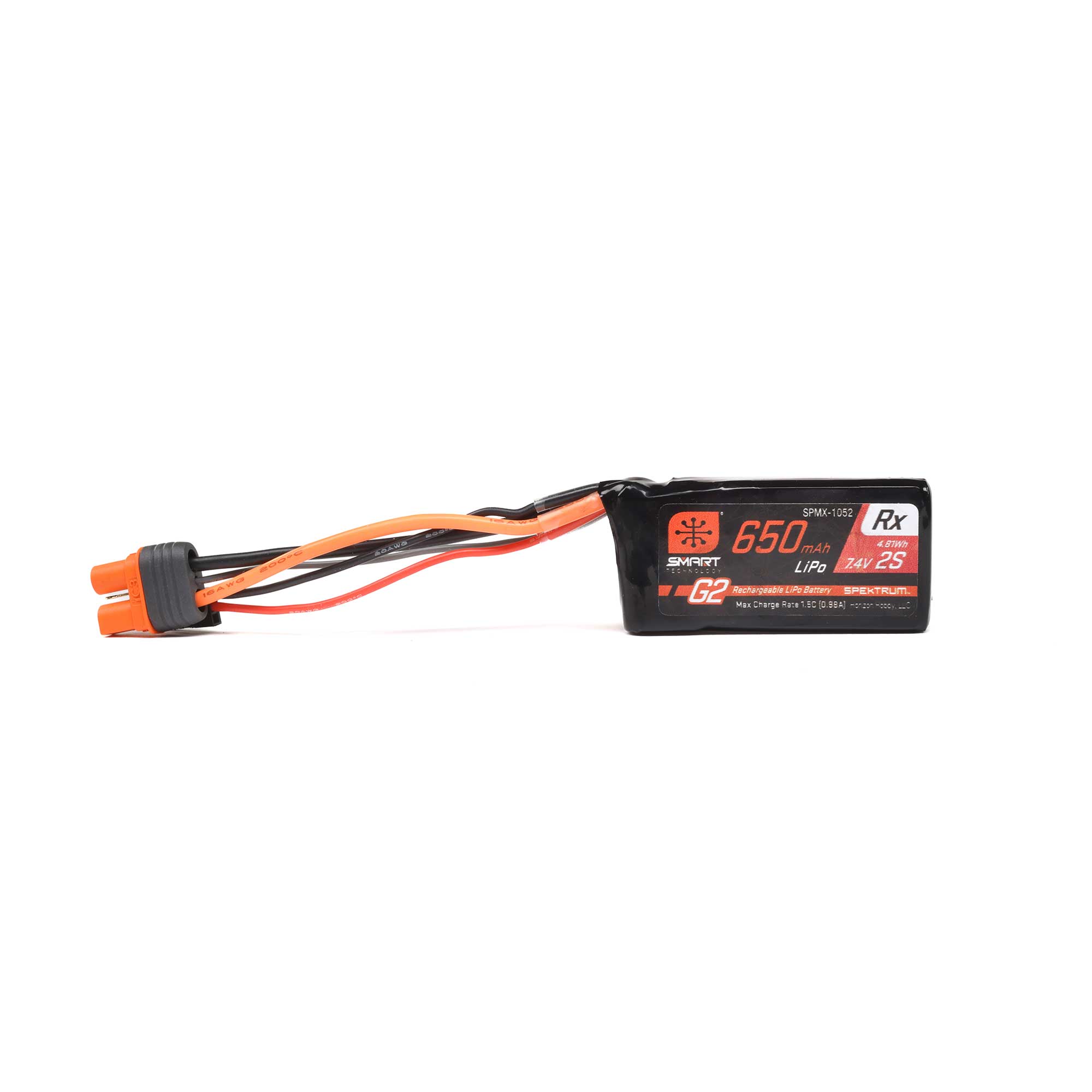 7.4V 650mAh 2S 15C Smart G2 Receiver LiPo Battery: IC3