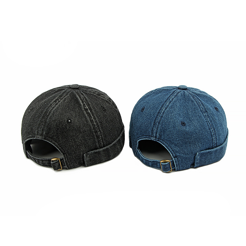 Men's Washed Denim Roll-Up Edge Docker Cap