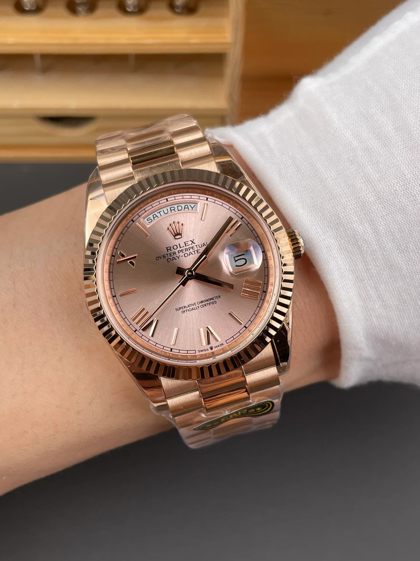 Rose Gold Champagne Roman Numeral Day-Date