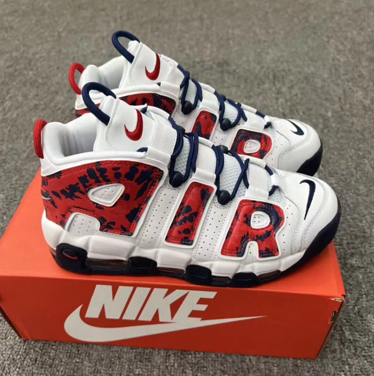 Nike Air More Uptempo Red Navy Camo