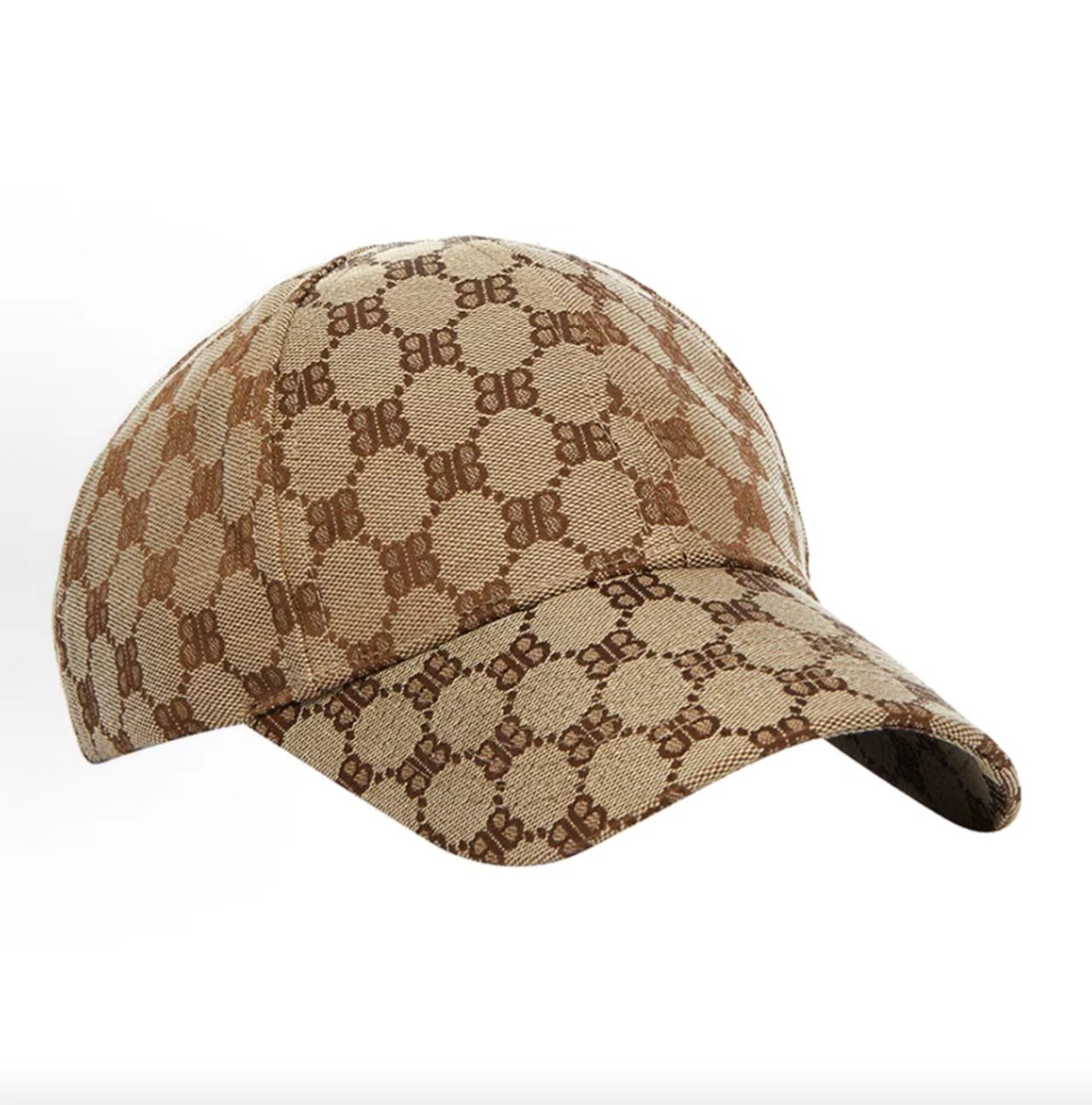 Balenciaga All Over Double B Monogram Beige Baseball Cap