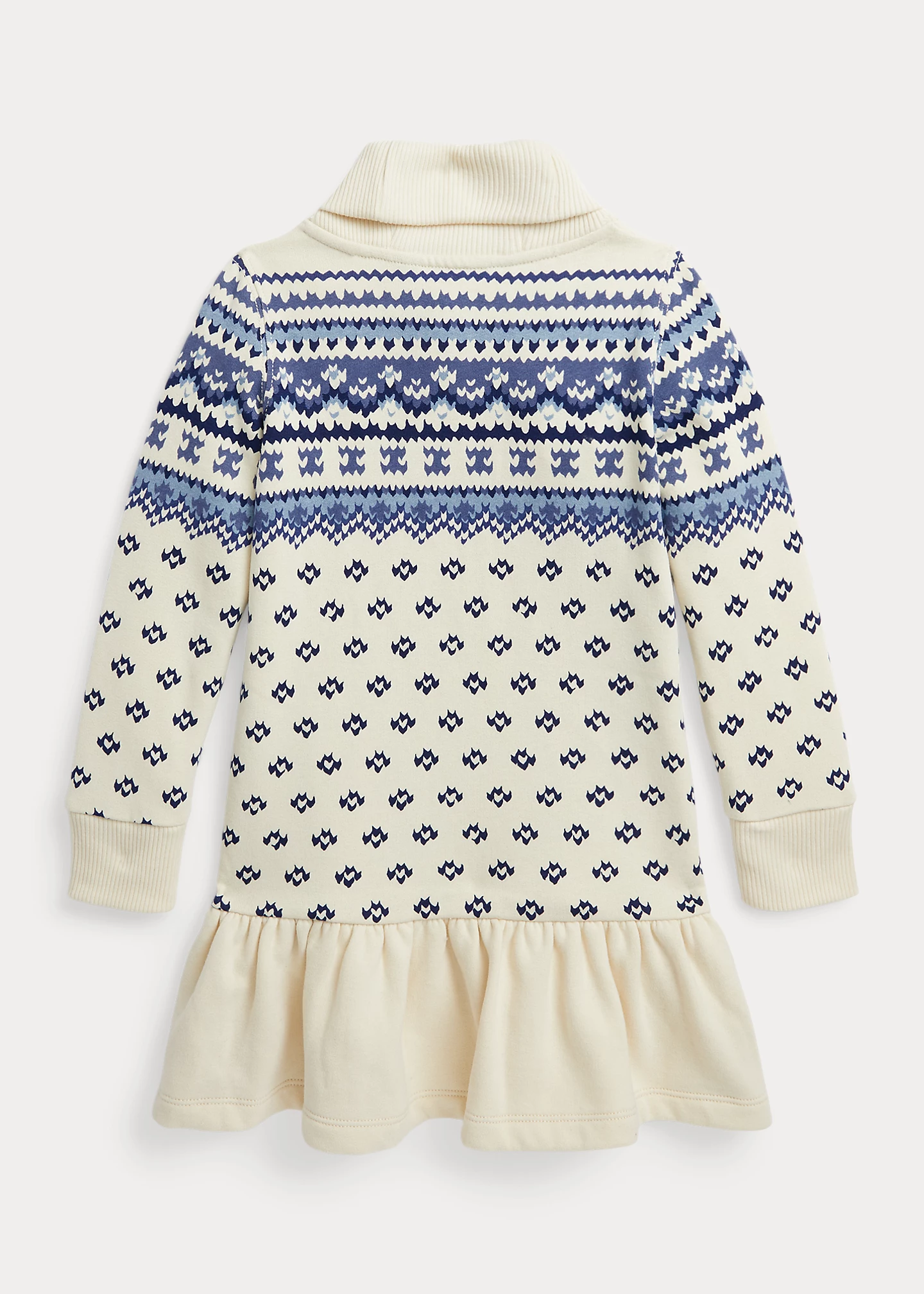 Fair Isle Fleece Shawl-Collar Dress