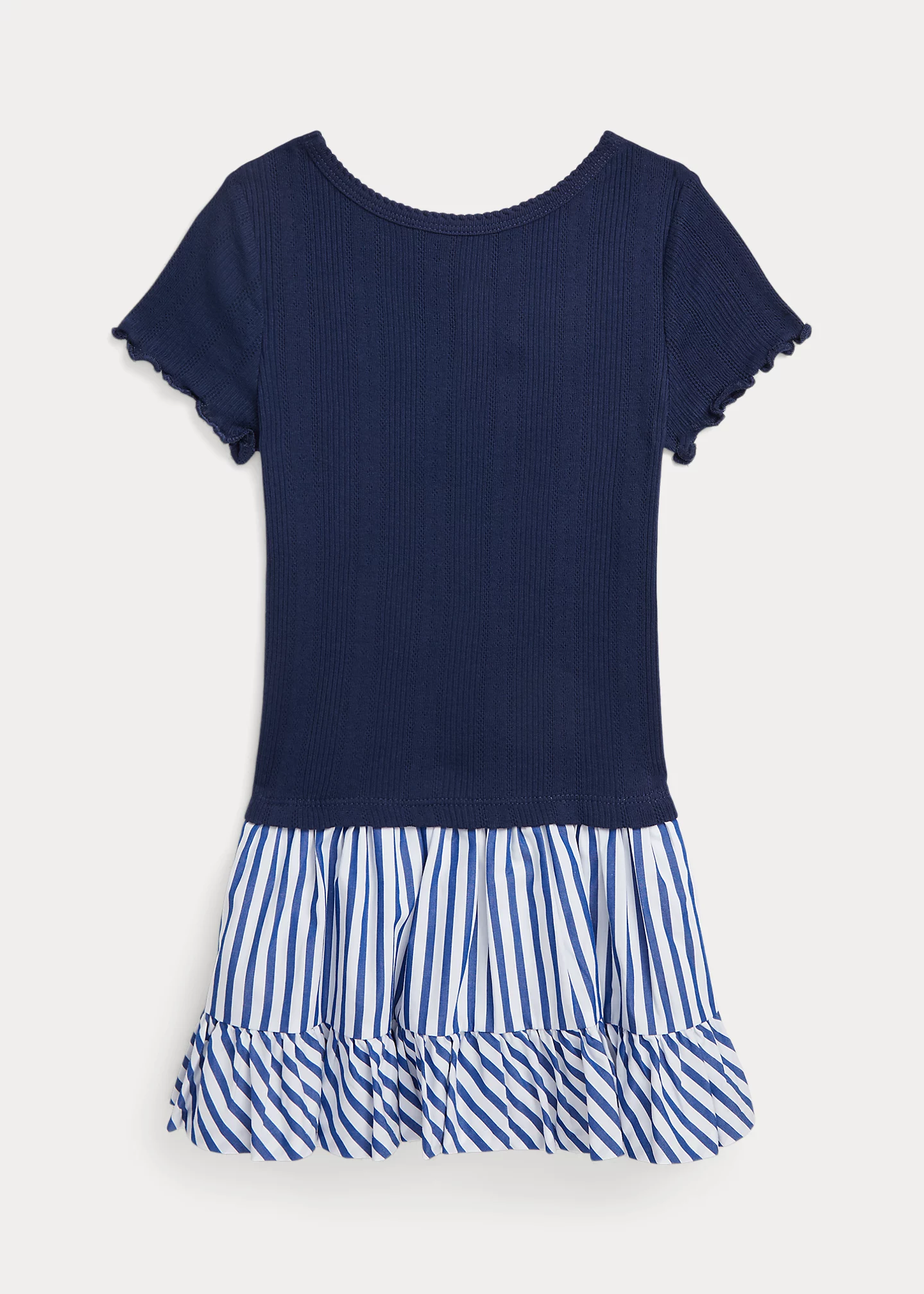 Woven-Skirt Pointelle-Knit Cotton Dress