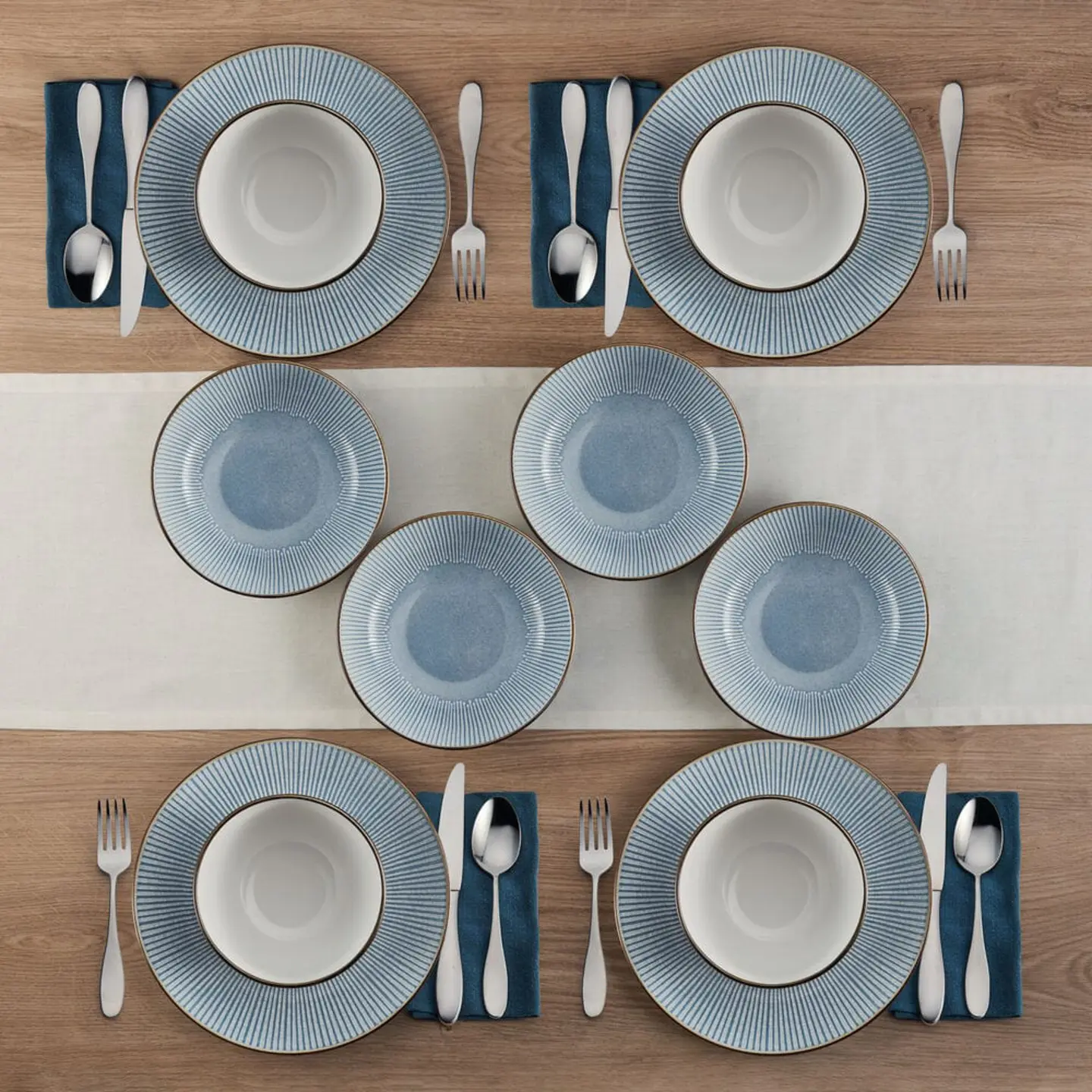 Arlie Blue 12 Piece Pasta Dinnerware Set, Service for 4