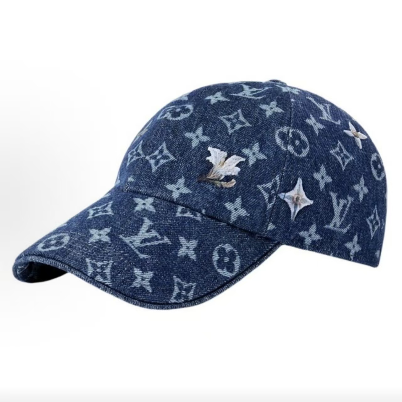 Louis Vuitton Floral Print Monogram Denim Baseball Cap