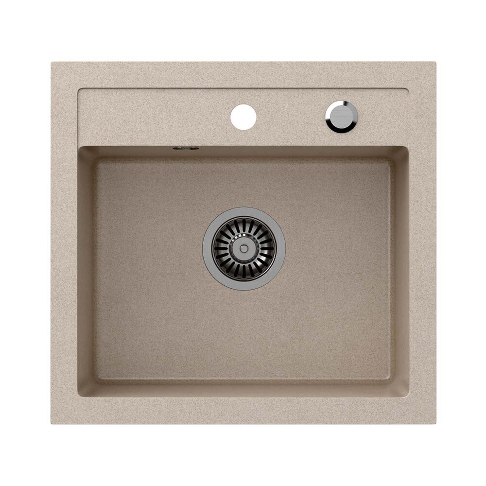 ROOT Zlewozmywak granitowy jednokomorowy beżowy Root Chef Box, 500 x 470 x 185 mm